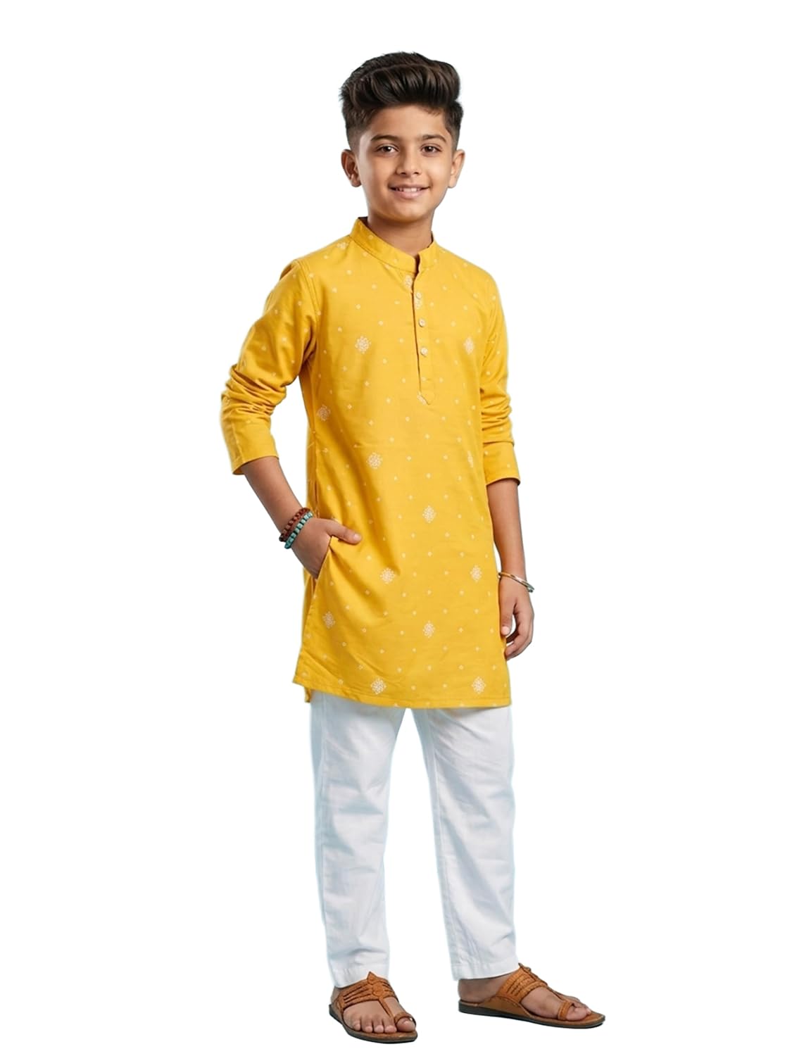KiddoPanti Boys Cotton Geometric Printed Full Sleeve Long Kurta with Solid Pyjama Set - Ethnic - Review, Price and Buying Guide
