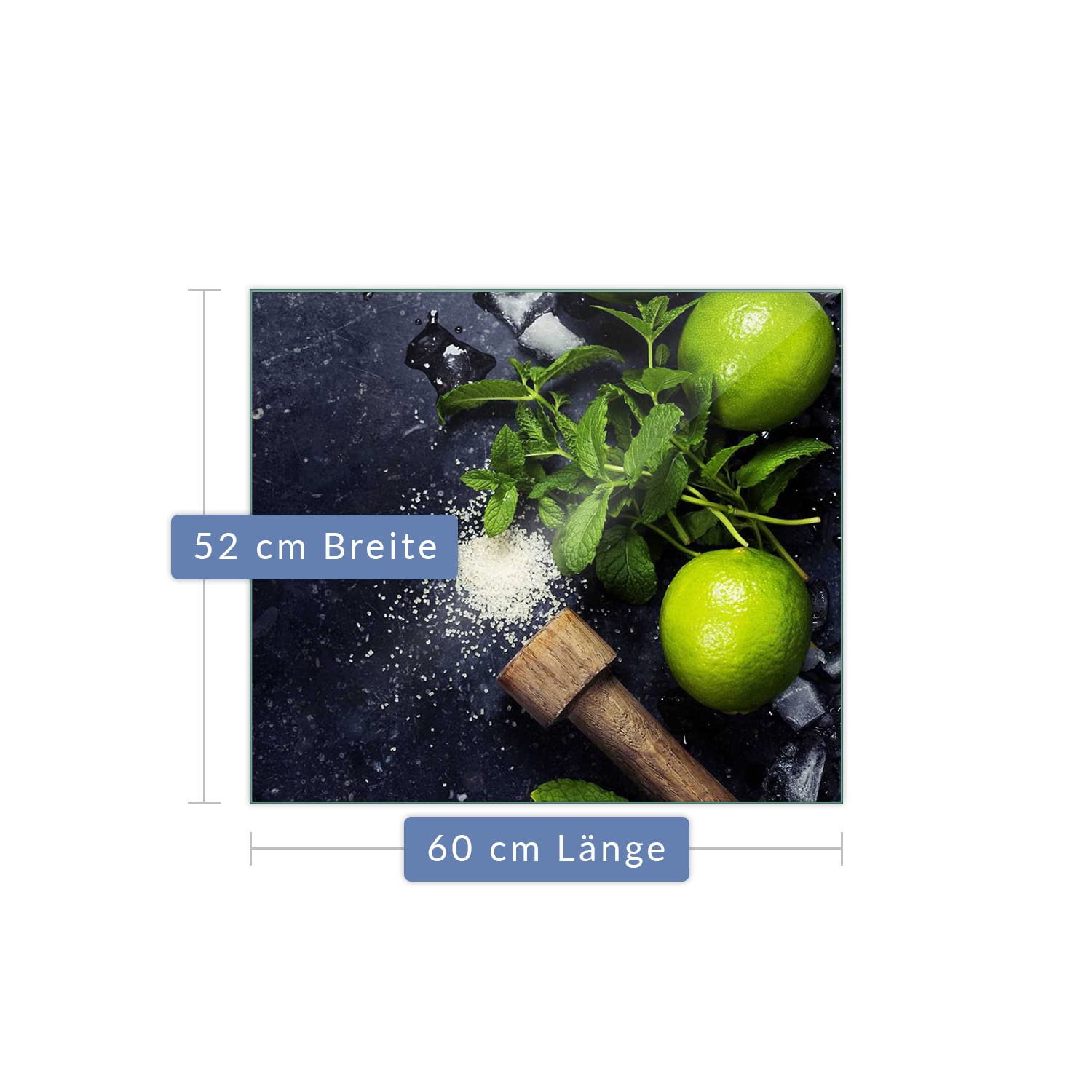 Herdabdeckplatte Abdeckung Ceranfeld Abdeckplatte Schneidebrett 1-Teilig 60x52 Zitrone Grün Spritzschutz Glasplatte Ceranfeldabdeckung Schutz Kochplatten Herdschutz Sicherheitsglas Glasschneidebrett