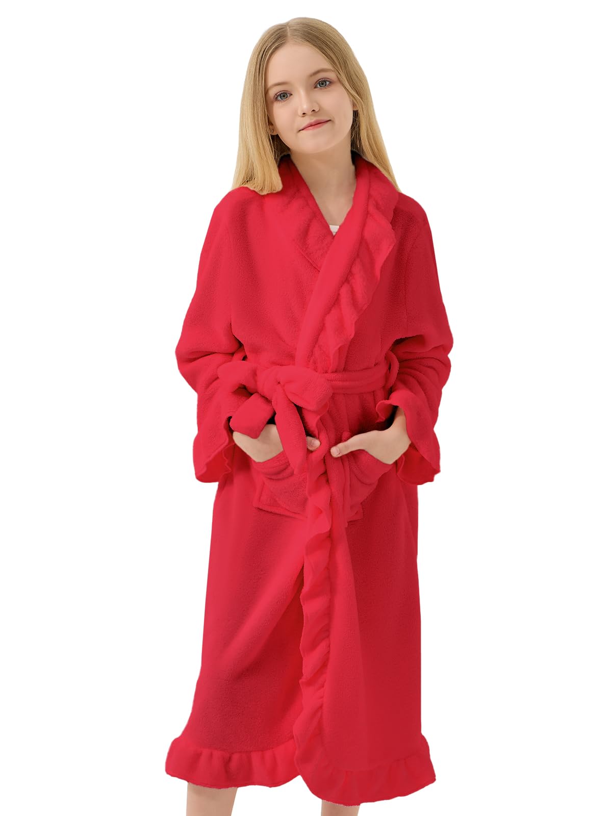 Roze kinderbadjas van zacht fluffy fleece | Rebelle