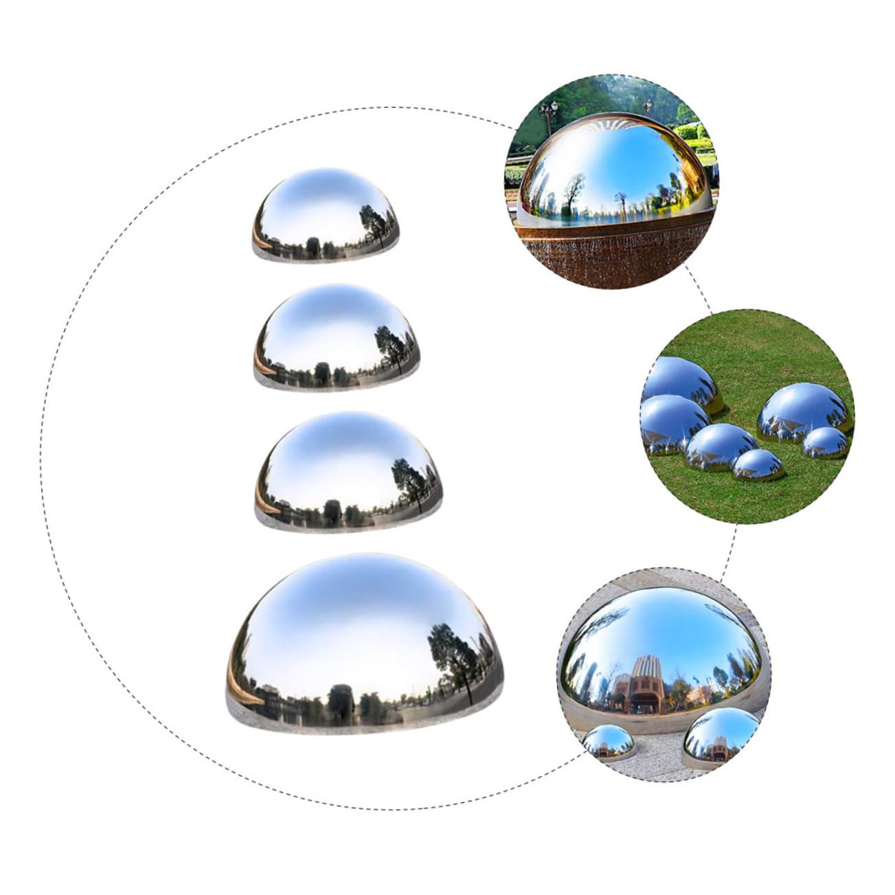 Levemolo 4pcs Garden Reflective Balls Outdoor Gazing Spheres Gold Hemispheres for Decor Solar Globes