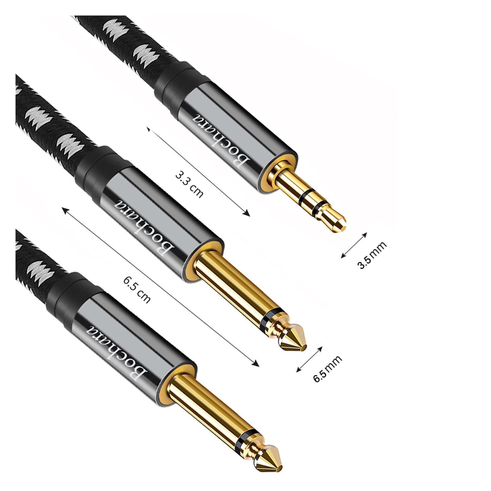 Cavo audio TRS stereo da 3,5 mm placcato in oro intrecciato a doppia lamina da 6,5 ​​mm TS OFC + intrecciato 1,5 m