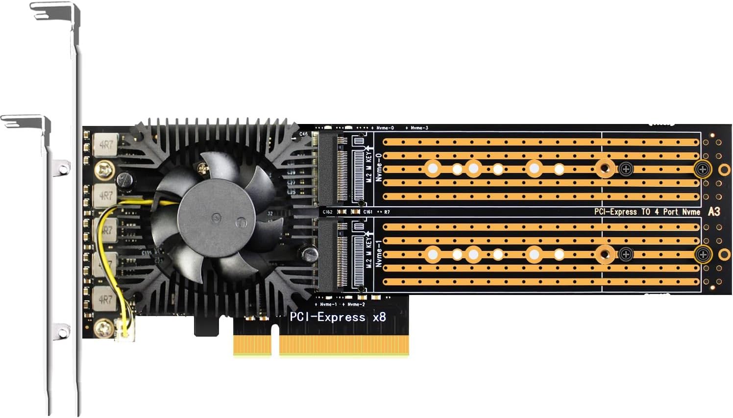 Amazon.com: GLOTRENDS PA40 Quad M.2 NVMe to PCIe 3.0 X8 Adapter with ...