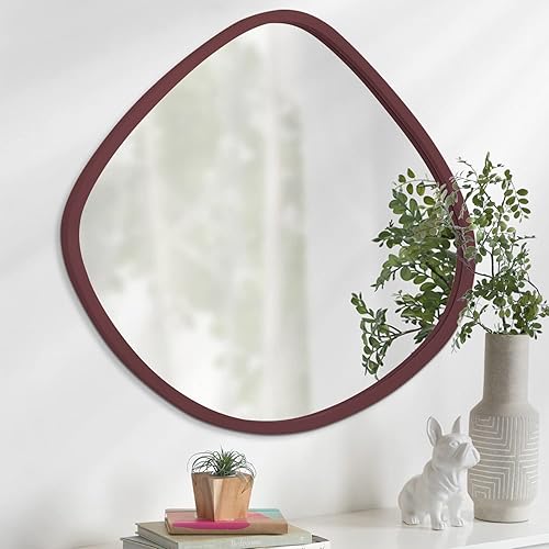 Espejos de forma irregular para pared, pequeños espejos asimétricos ovalados, marco decorativo en forma de funky arqueado, espejos modernos para