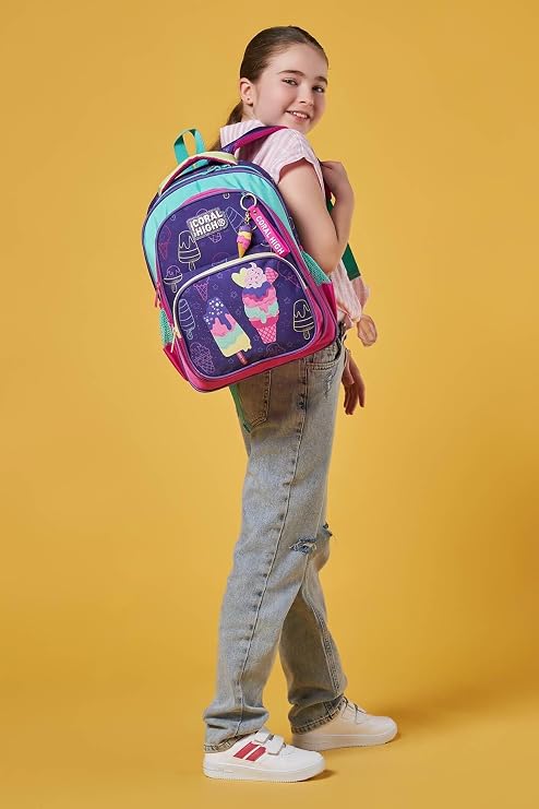 Coral High Purple Pink Ice Cream Primary School and Casual Backpack - Girls