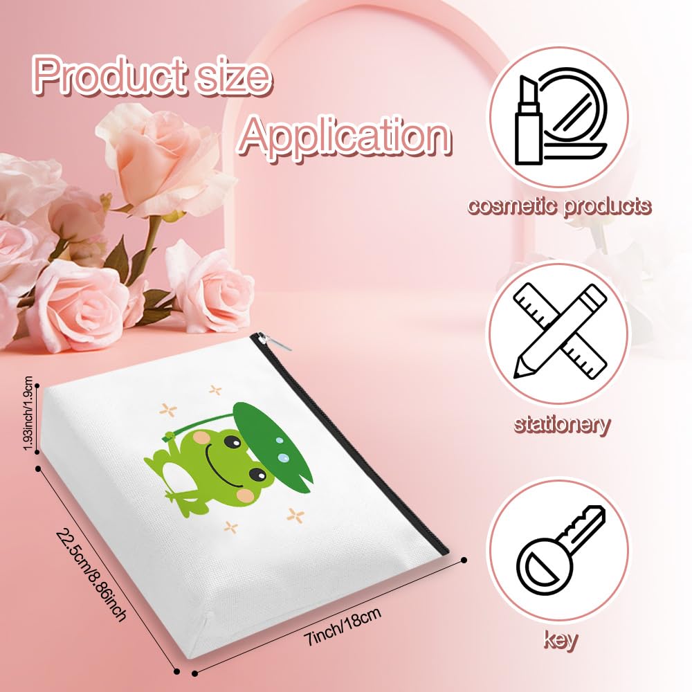 Frog Gifts for Women Frog Gifts for Frog Lovers Animal Themed Gift for Friend Woman Funny Makeup Bag Gift Just A Girl Who Loves Frogs Cosmetic Bags Christmas Presents - Image 2