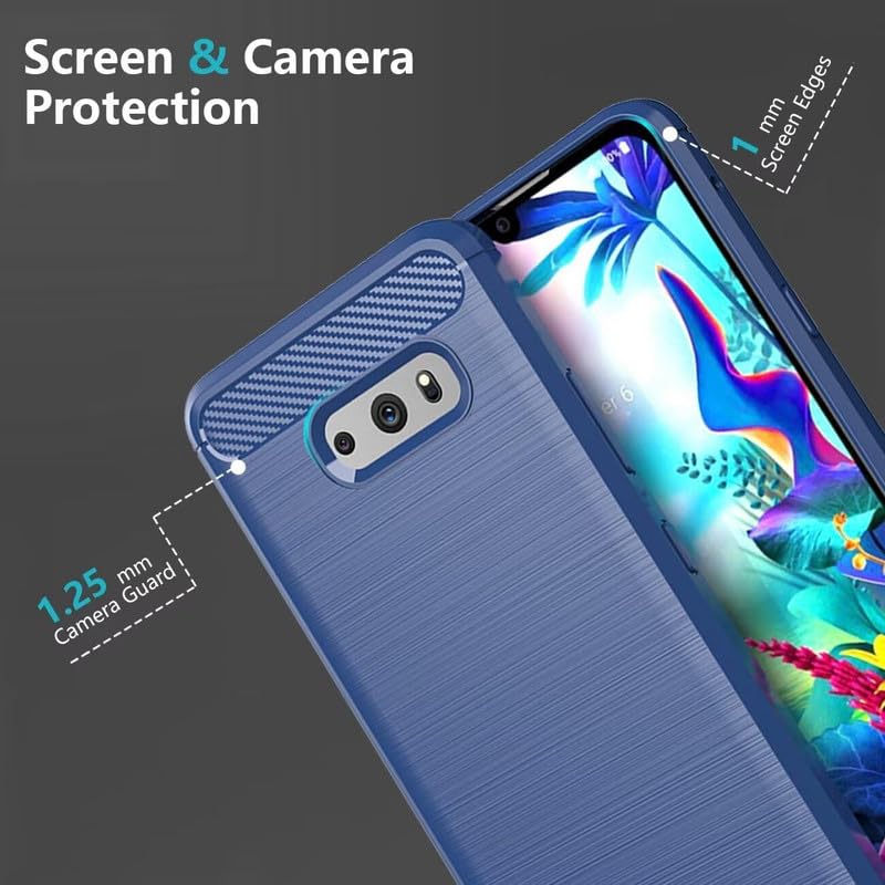 Image of NPRC Hybrid Ultra Slim Protective Case TPU Non-Slip Carbon Fiber Texture Shockproof Case Cover for Lg V40 - Blue