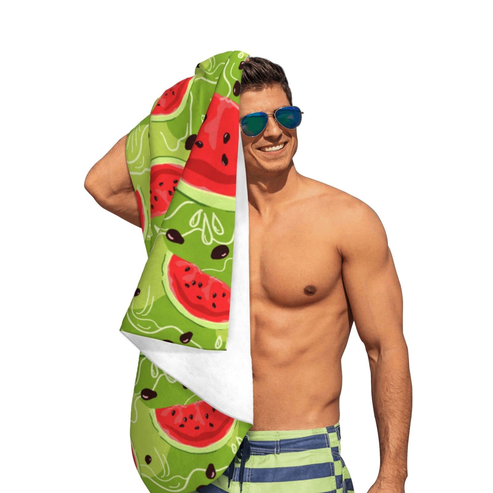 Serviette De Plage 3D Pastèque, Serviette De Bain 100x200 Cm En Microfibre à Séchage Rapide, Coton, Serviettes De Plage Enfant Femme Homme Drap De