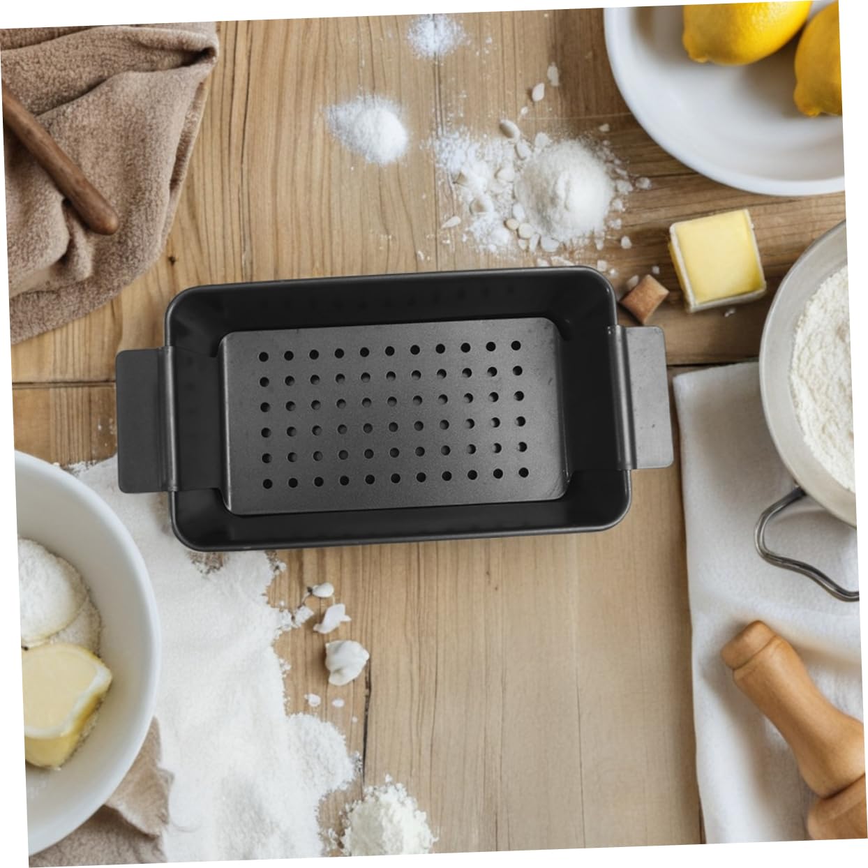 ULTECHNOVO Molde para Pan 2 Piezas de Acero al Carbono Negro Antiadherente | Bandeja para Hornear y Tostar, Uso en Panadería y Asado, Desprende Fácil los Alimentos, Recoge Exceso de Aceite