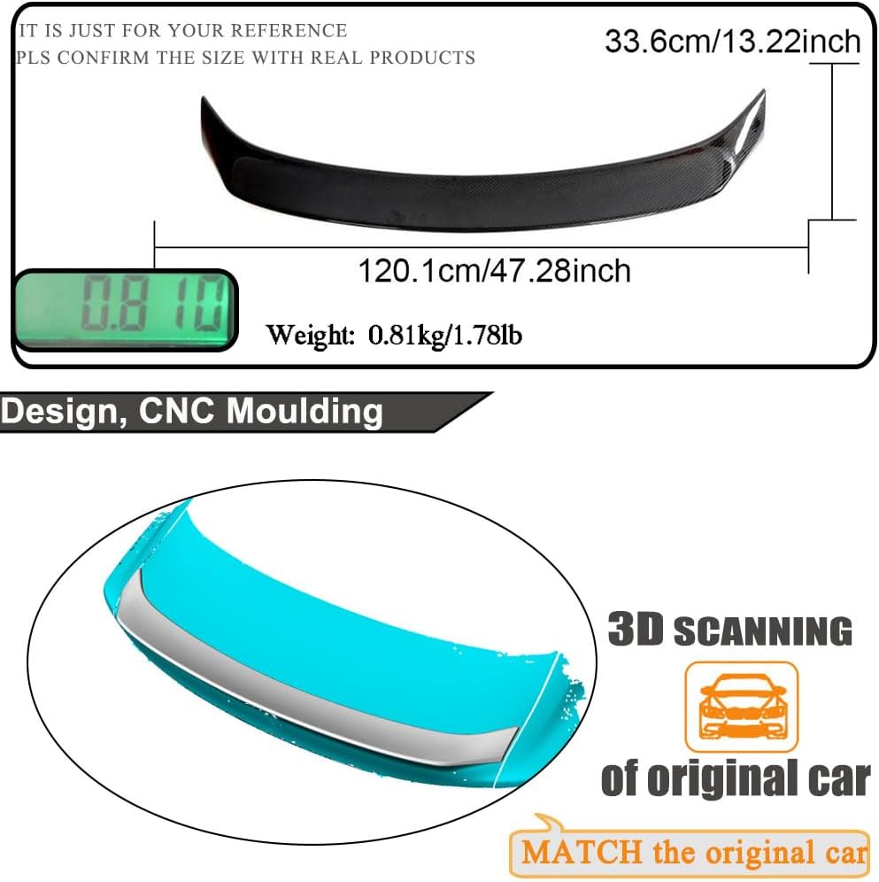 Dry Carbon Fiber Trunk Spoiler Compatible with 2014-2020 Lexus IS200T IS250 IS300 IS350 Rear Boot Duckbill Highkick Wing Lip Factory Outlet