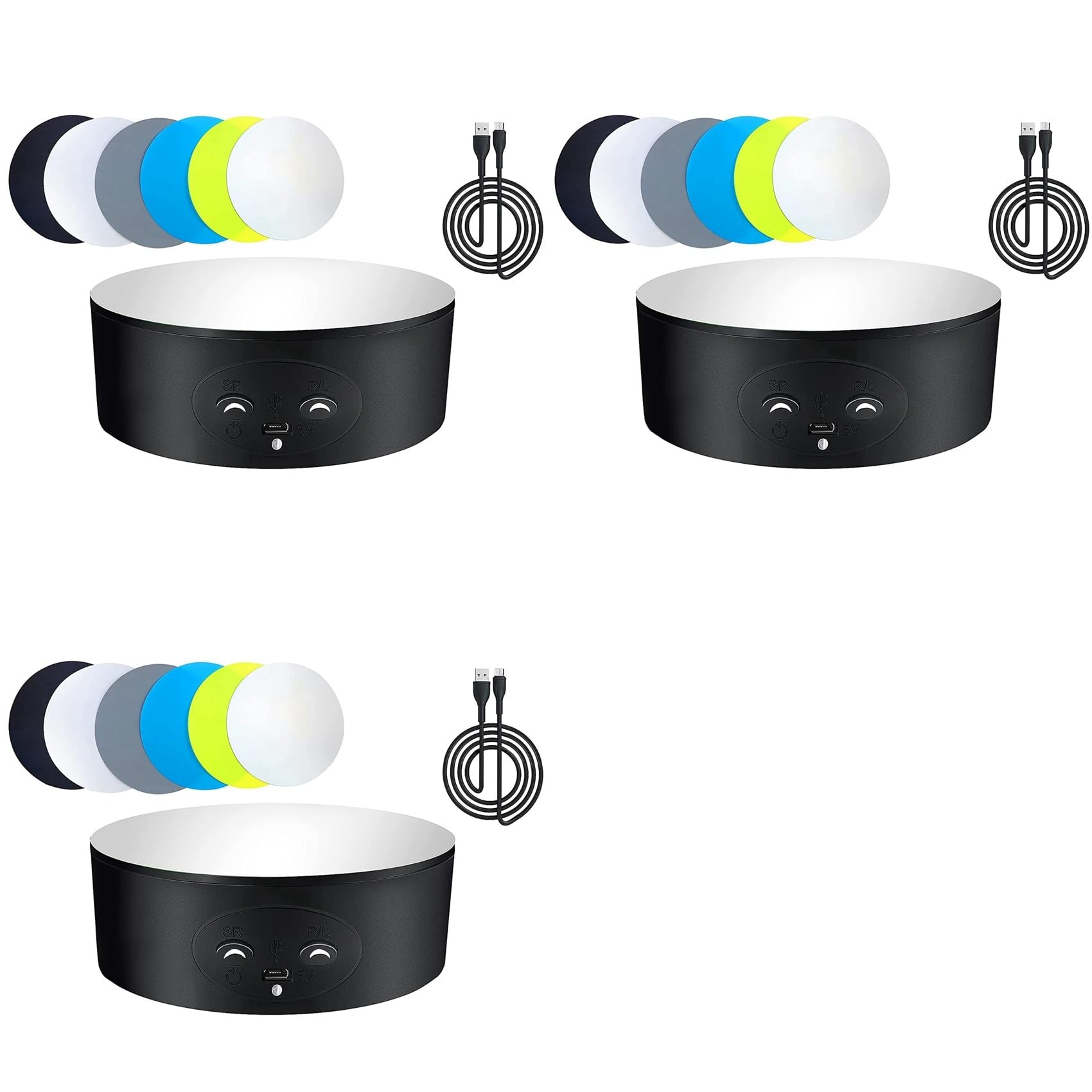 Vjsujehgy 3X Rotating Display Stand, 360 Degree Automatic Mute Turntable for Photography Display