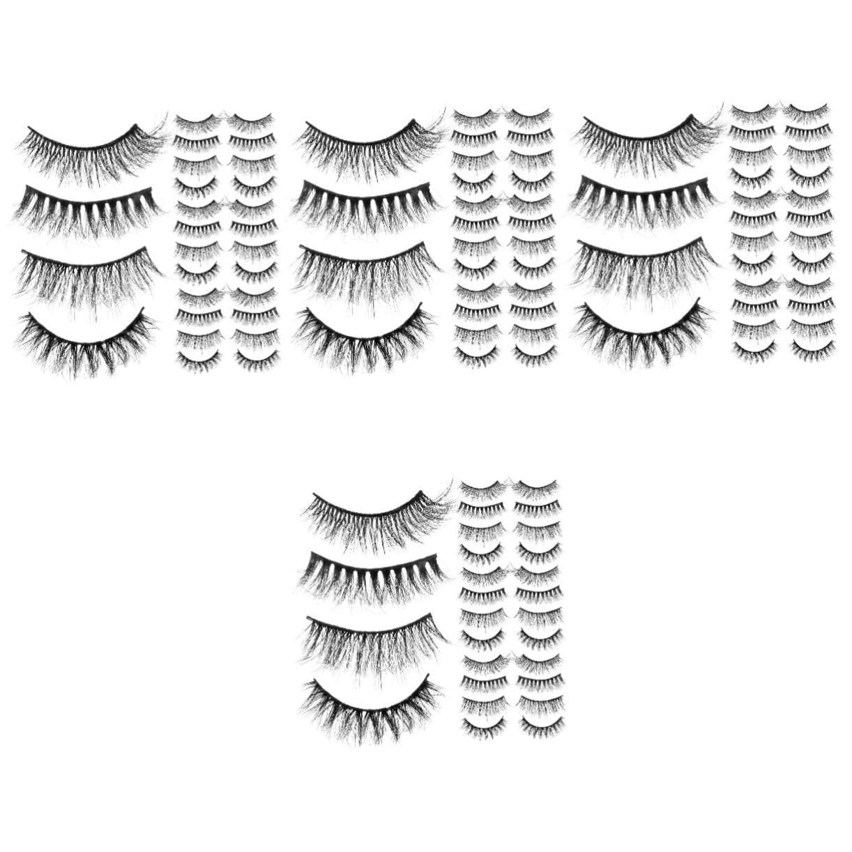 minkissy Lot De 4 Bandes De En Vrac Faux Naturels Look Duveteux Kit Beauté 20 Paires X 4