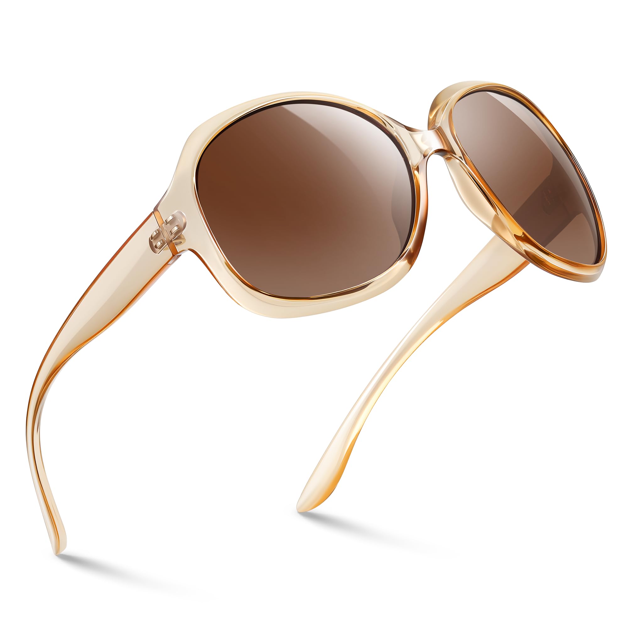 kunchu Vintage Sonnenbrille Damen Herren Polarisiert ÜberGroße-UV400 Schutz Groß Klassisch Trendy Retro Sonnenbrille für Damen Square Oversized Rahmen Brille