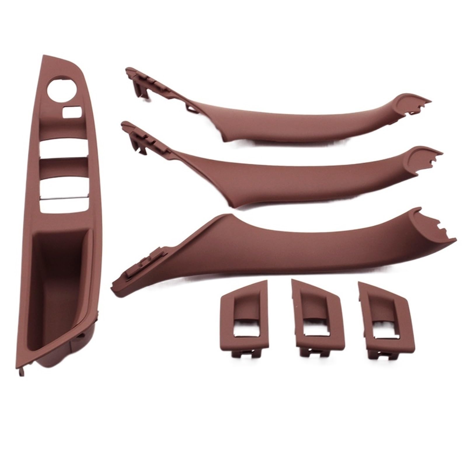 OEXRIGRU Car Interior Door Handles for BMW 5 Series F10 F18 523 525 528 LHD Car Interior Door Handle Pull 7PCS Set(Model B Redbrown)