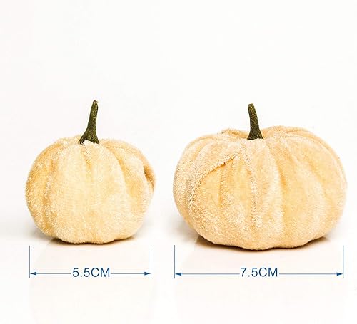 Miniatura 3 de Romingo Calabazas artificiales, 12 calabazas artificiales de terciopelo para Halloween, otoño y decoración de fiesta de Acción de Gracias