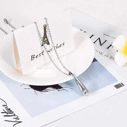 Miniatura 4 de OIJH Urna Cremationfuneral Memorialteardrop Amor Corazón Urna para Cenizas Colgante Memorial Cremación Urna Collar para MascotaRecuerdo Humano