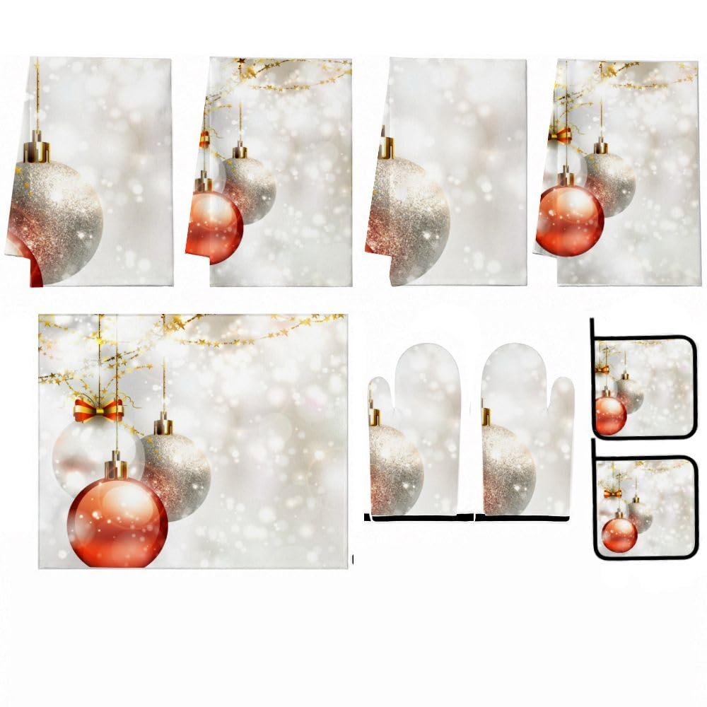Set di 9 decorazioni natalizie lucide e accessori per la cucina