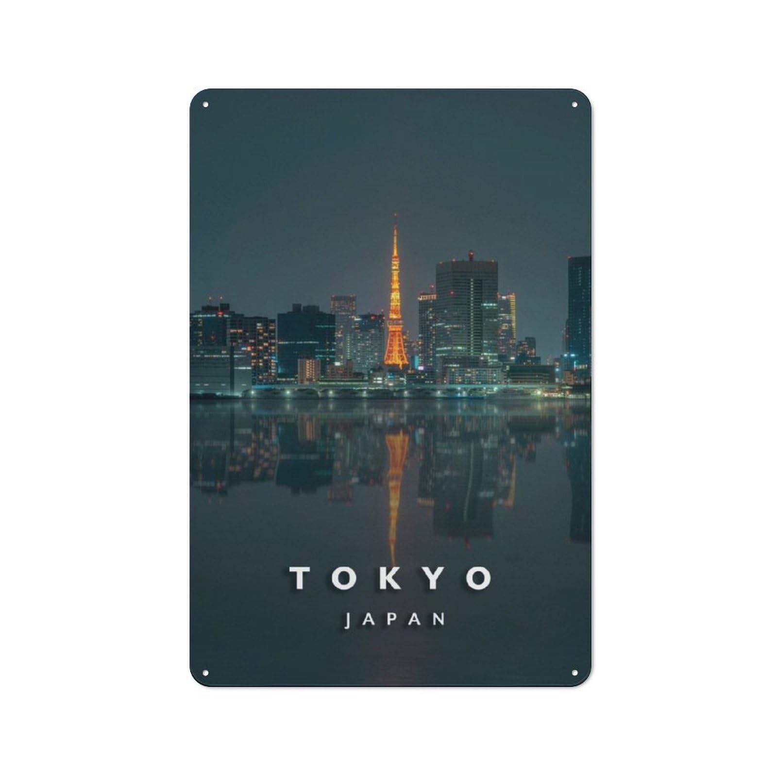 Junmoney Tokyo Reflections Tin Wall Sign With Design 30X20cm, Classic Kitchen Wall Decor For Restaurant, Kitchen, Counter Or Breakfast Nook