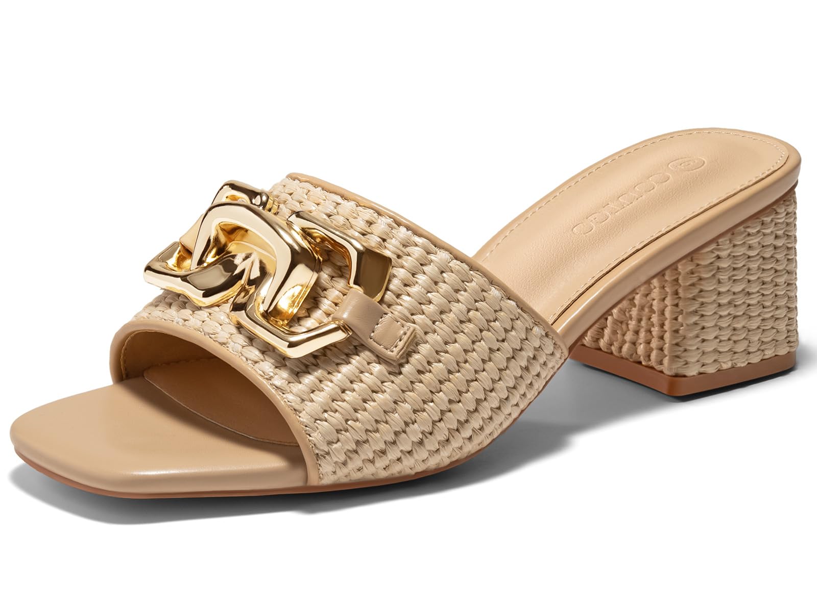 Coutgo Raffia Block Heel Mule