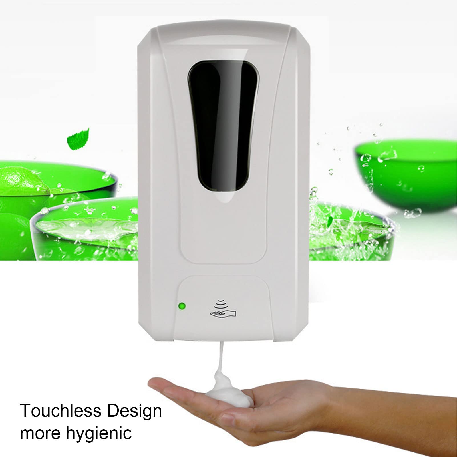 AUNMAS Automatischer Schaumspender, ABS, Berührungslos Schäumender Handseifenspender, 1000 Ml, Wandmontage, Manuelles Nachfülldesign, Transparentes Fenster, Auslaufsicher, für Badezimmer, Küche,