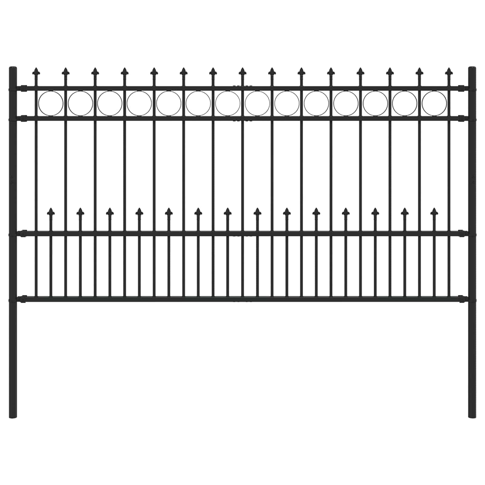 Spike Ring Fence Horst Black 200 x 150 cm Powder-Coated Steel Outdoor Garden Barrier Driveway Boundary Panel Weather Resistant Interlocking Security Fence