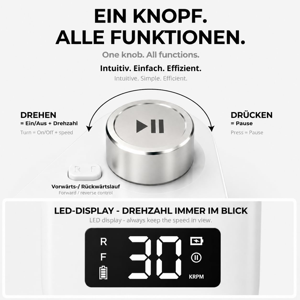 Promed The File 3030-X Akku-Nagelfräser 30.000 U/min – Profi Maniküre Pediküre Set, kabellose Nagelfeile elektrisch, Fußpflege Set elektrisch, Fräser Nägel - mit Brushless-Motor, USB-C, LCD-Display