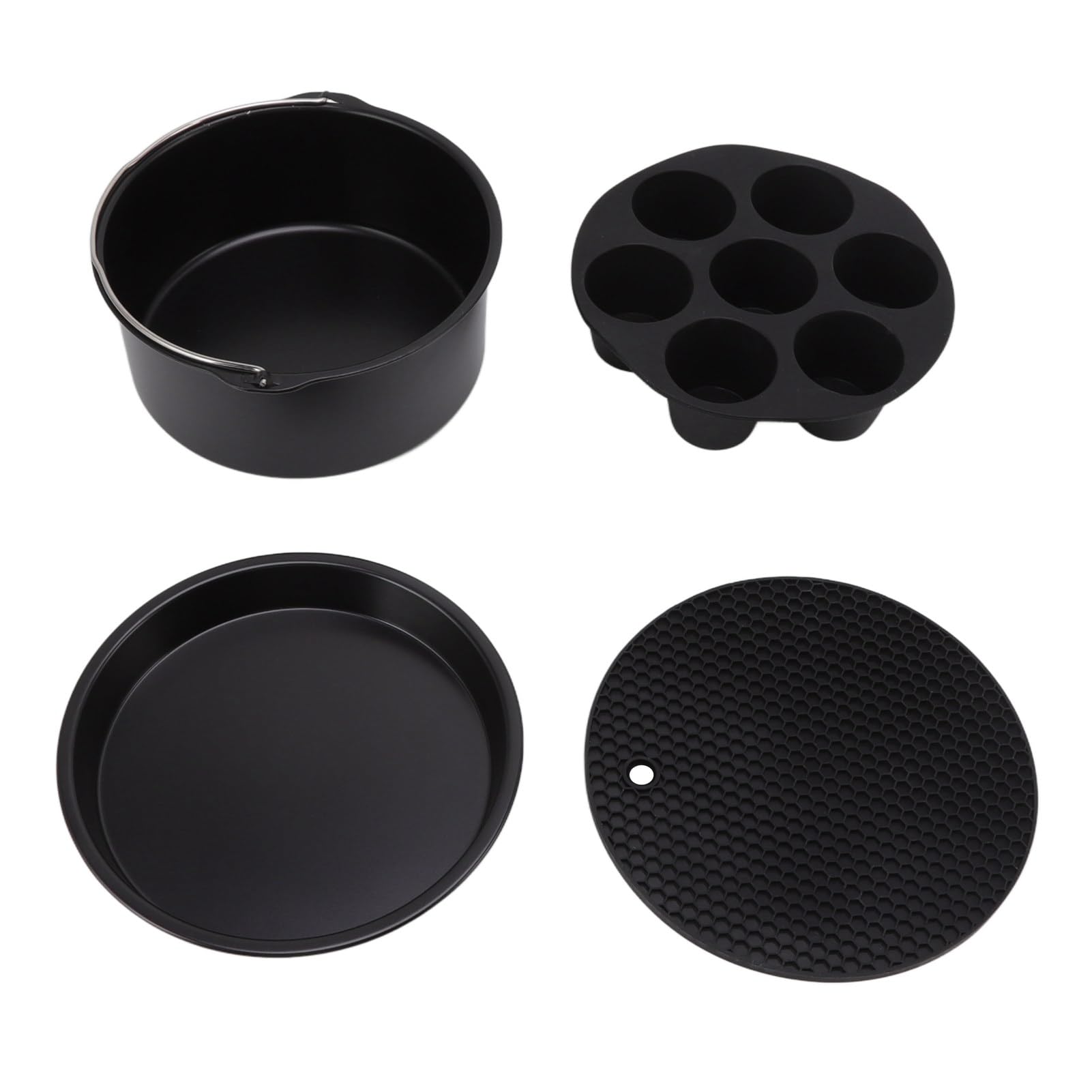 Set di Teglie da Forno per Friggitrice Ad Aria, Ampia compatibilità, Durevole, in Acciaio Inossidabile, per Uso Domestico, Ristorante, 10 Pezzi (16 cm)