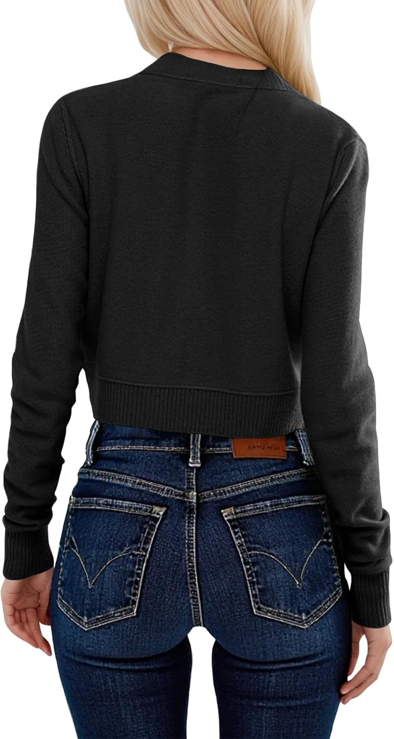 Saodimallsu Womens Button Down Cardigan Sweaters Lightweight Long Sleeve Crew Neck Summer Knit Open Front Tops - Image 6