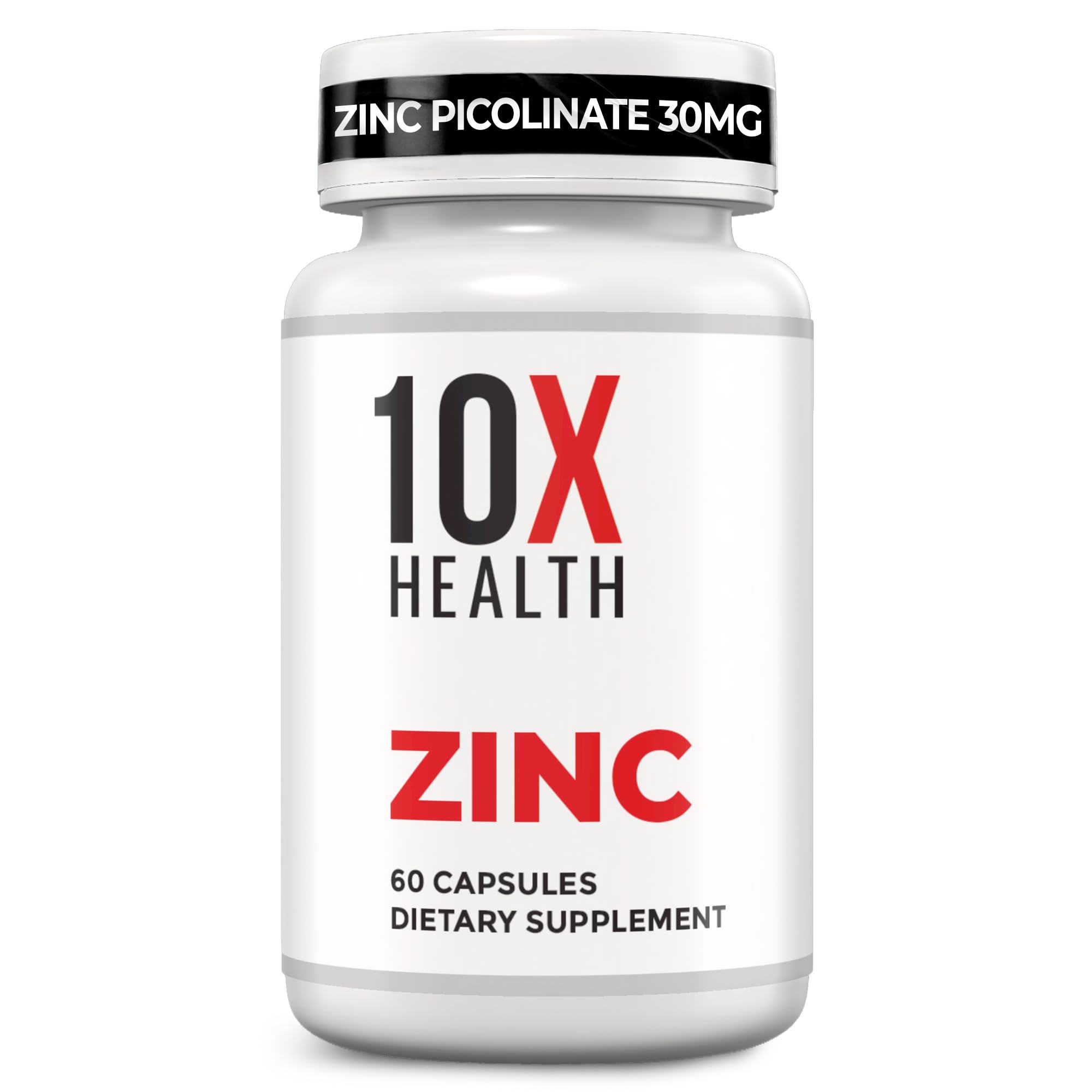 10X Gesundheit Zink-Ergänzungen - Enthält Zink 30mg für DNA & Protein-Synthese, Gesamt Wellness & Immun-Supplement - Highly Absorbable Vitamine (60 Kapseln)