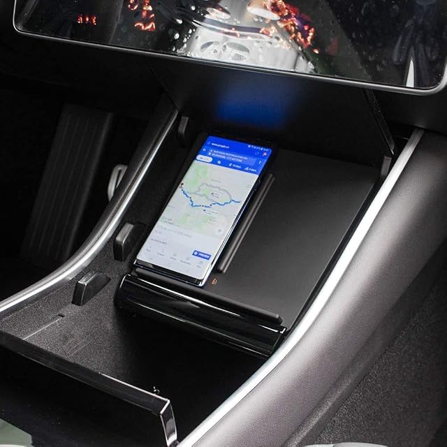 TAPTES Wireless Charger for Tesla Model 3 2017 2018 2019 2020, Car Center Console Interior Wireless Charging Pad for Tesla Model 3 Accessories(Not fit After June 2020)