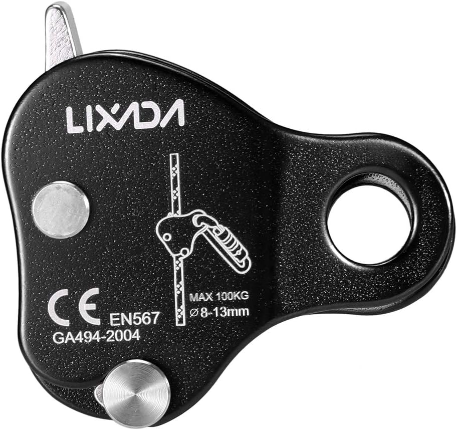 Lixada Rock Climbing Ascender Ultralight Fall Arrest Protection Belay Device Self-Locking 8-13MM Rope Grip Clamp for Outdoor Climbing and Rescue, Black : Sports & Outdoors