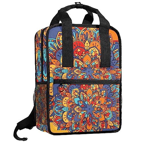 Sac à dos garçons avec bretelles réglables et imprimé mandala multicolore