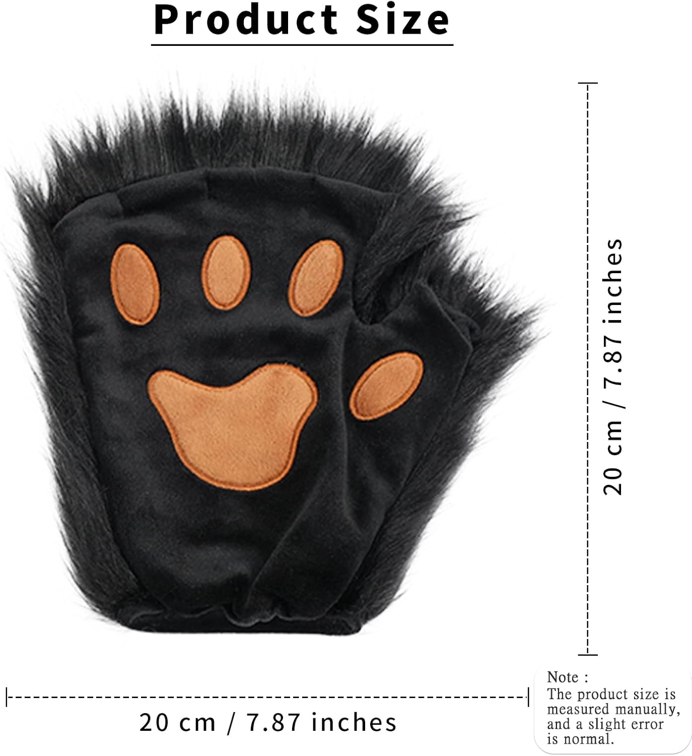 HAOAN Faux Fur Half Face Mask Paw Gloves Wolf Fox Tail and Leather Necklace Set Costume for Halloween Cosplay Party - Image 6
