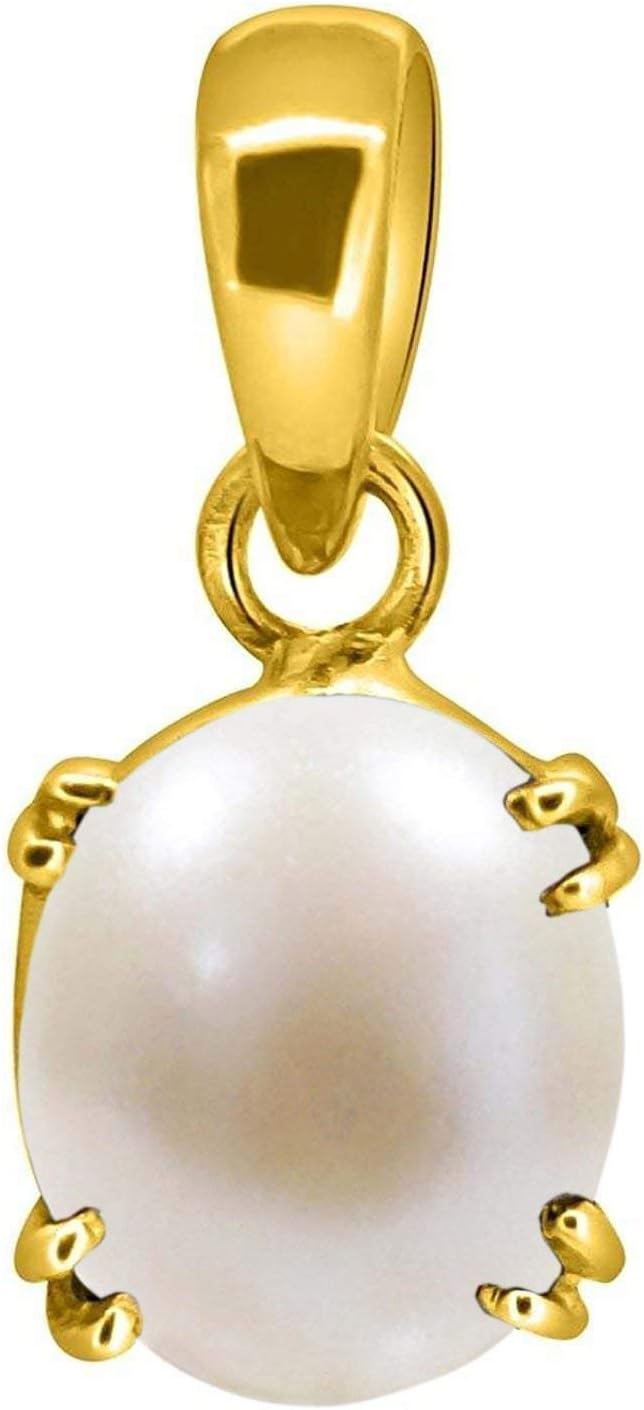 Anuj Sales South Sea Pearl 14.00 Ratti 13.50 Carat Natural Pearl Gemstone Original Certified Moti Astrological panchhdhaatu/Ashtadhatu Gold Pendant for Men and Women