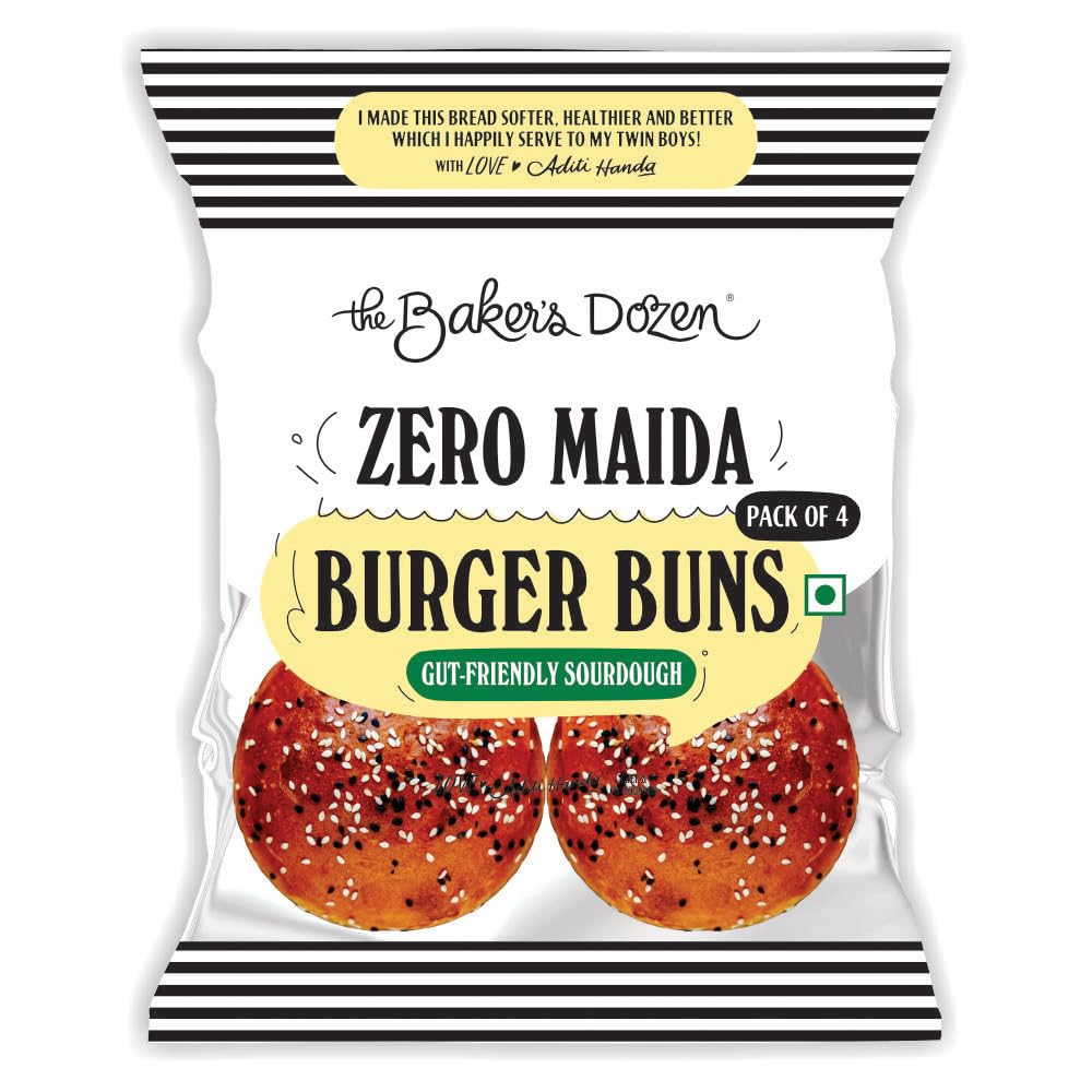 The Baker's Dozen Burger Buns- Pack of 4, 200G : Amazon.in