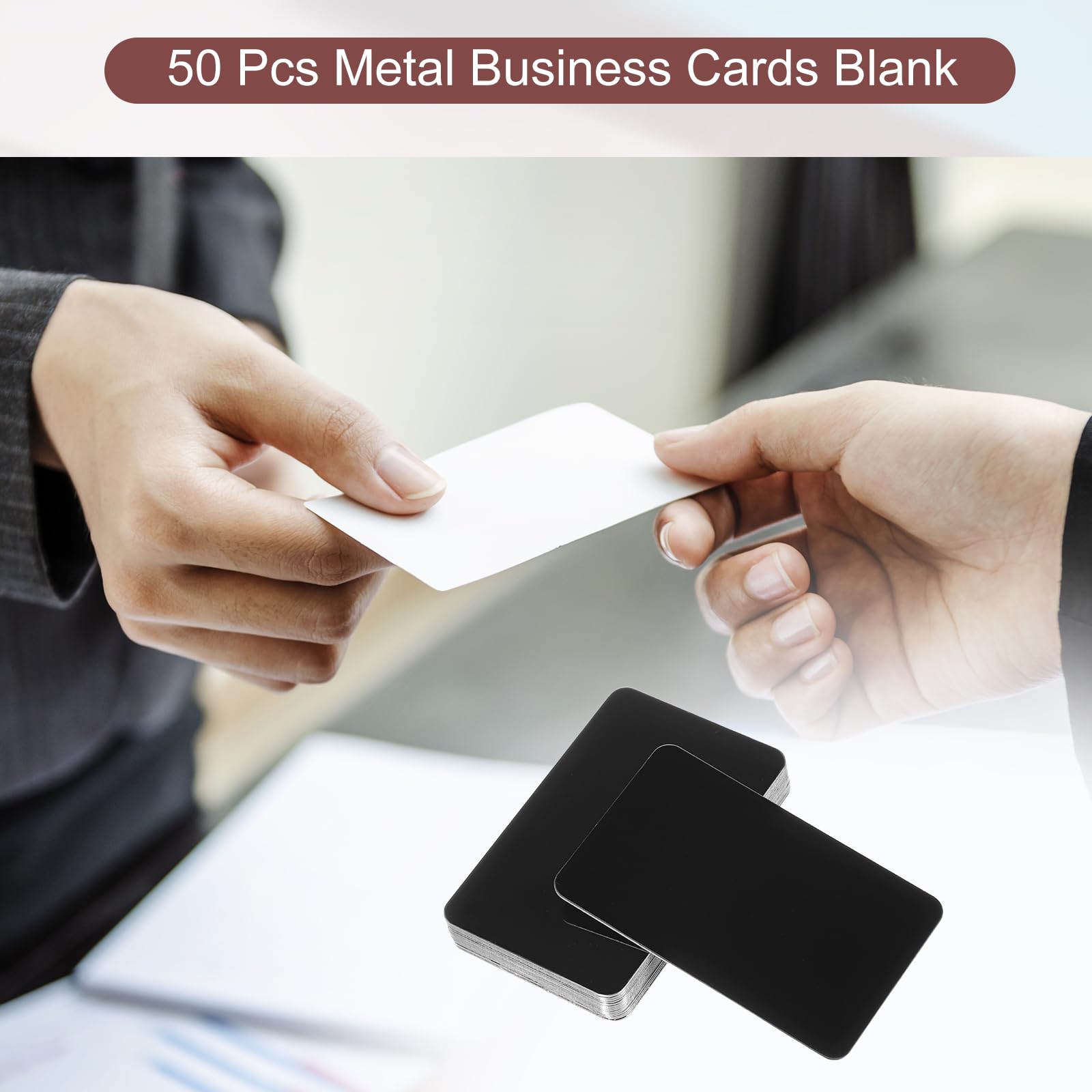 PATIKIL 50 Pezzi Carte Da Visito In Acciaio Inossidabile 0.8mm Nero | Specchio Vuoto Biglietto Da Visito Incisione Laser, Per Biglietti Regalo Fai Da Te