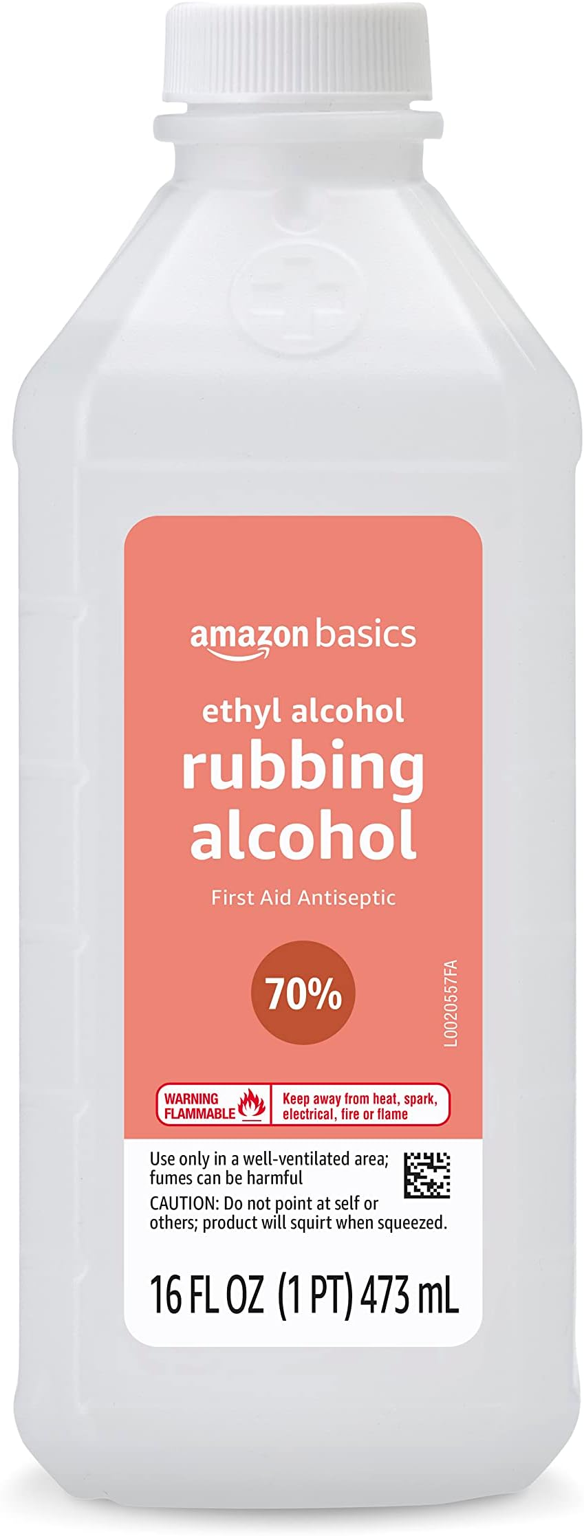 Amazon Basics 70% Ethyl Rubbing Alcohol First Aid Antiseptic, Unscented, 16 Fluid Ounces (Previously Solimo)