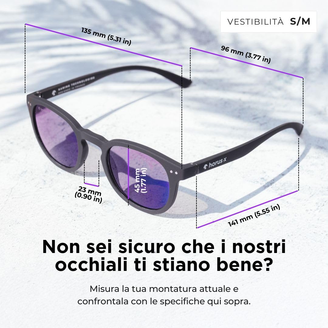 Horus X • Occhiali Luce Blu Uomo Donna | Occhiali Anti Luce Blu per Schermo Anti Affaticamento & Emicrania Oculare | Occhiali da sole