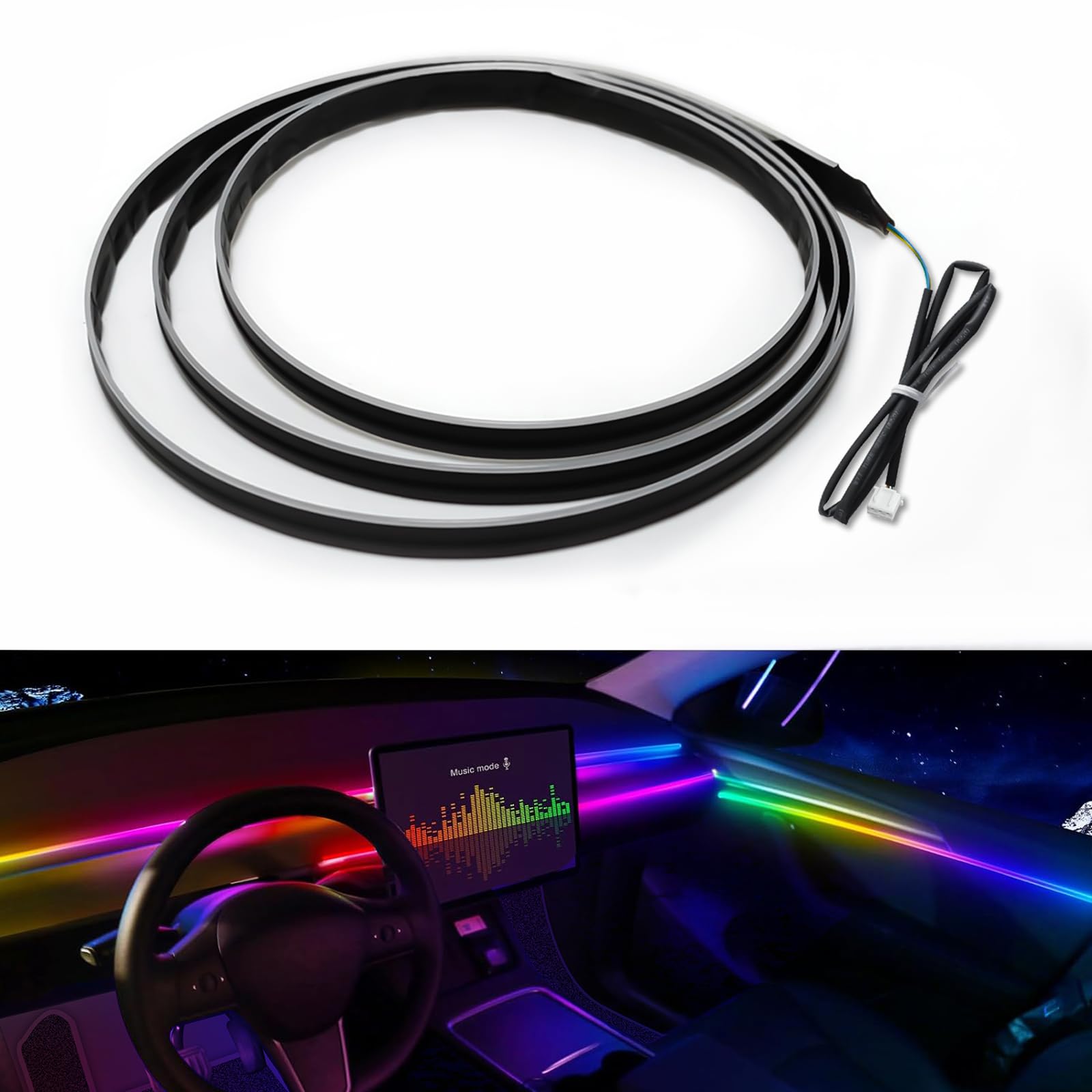 Acrylic Interior Car LED Strip Light 43-inch, which fit for Main Controller Module and Sub-Controller Module kit (not Including) of The LED LAMP APP