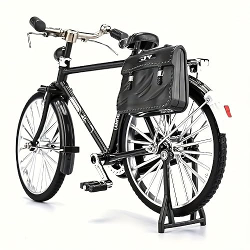 Veloshine Mini Vintage-Style Alloy Bicycle Model, Classic Black Figurine, Desktop Ornament, Manual Assembly, for Friends, Family