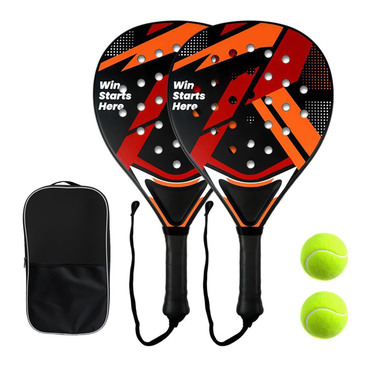 Raquettes de Padel Lot de 2 pour Débutants Femmes Noir Rouge Cadre ABS Noyau Mousse EVA Contrôle Facile