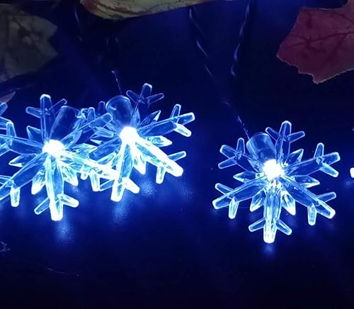Miniatura 9 de Cadena de luces de copo de nieve de 19 pies  40 LED para exteriores, impermeable, decoración de interiores, luces decorativas de copo de nieve para