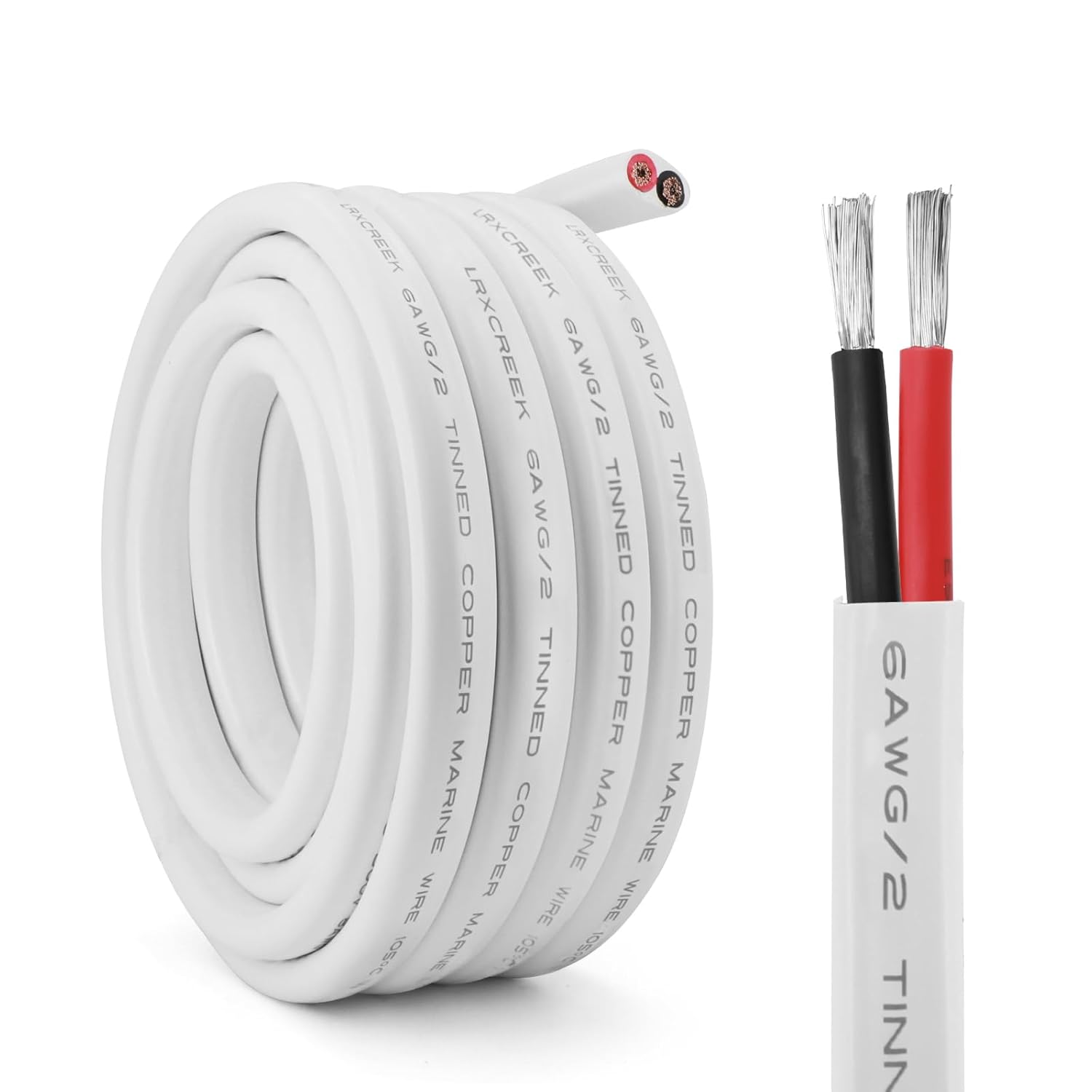 6 Gauge Marine Wire 20ft Tinned Copper Electrical Wire for Boat Automotive Speakers RV and Trailer