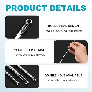 Spring Drawstring Needle Threader,2024 New DIY Rope Threader Clip,Drawstrings Replacement with Easy Threaders,Drawstring Threader Tool Set,for Drawstring Replacement for Hoodies,Pants (2 PCS)