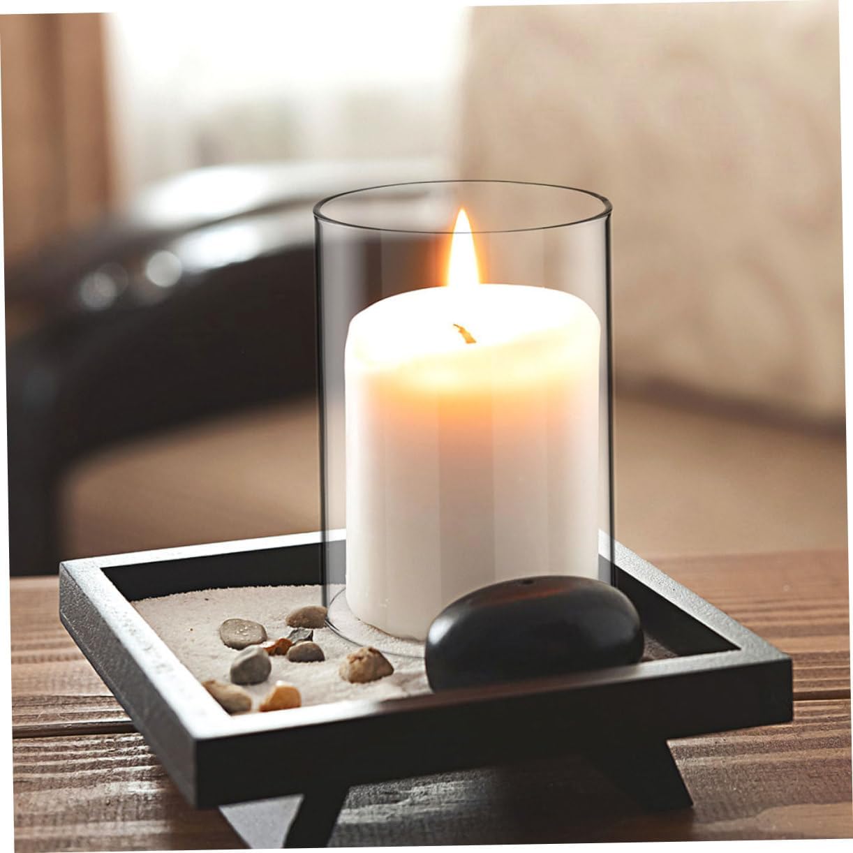 PRETYZOOM 2pcs Glass Candle Shades Cylinder Hurricane Candle Holders Decorative Tealight Holder for Home Decor Windproof for Desktop