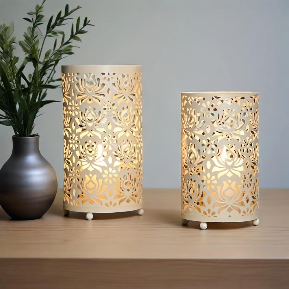 3PCS Candlestick Candle Barrels Moroccan Style Retro Lanterns Projection Lights Hollowed-Out Decorations Home Ramadan Hanging Outdoor Indoor Courtyard Porch Festival Weddings