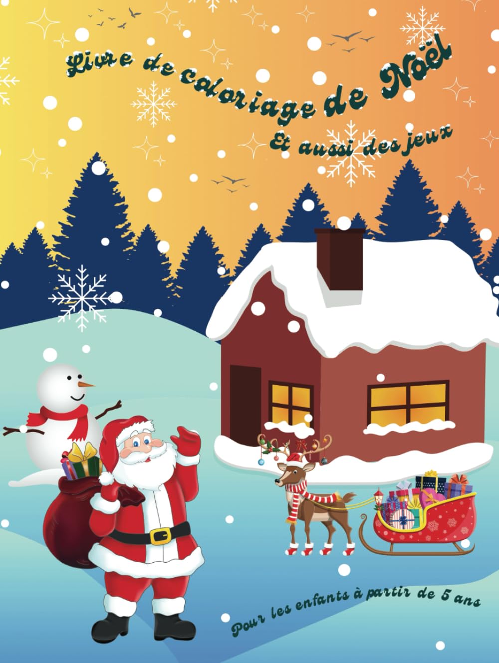 Livre de coloriage Noël enfants grand format avec activités manuelles et puzzles éducatifs