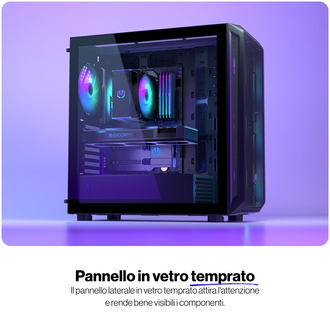 ENDORFY Arx 700 ARGB, case ATX spazioso, 4x ventole ARGB da 140 mm incluse, elevata compatibilità con molti componenti | EY2A013