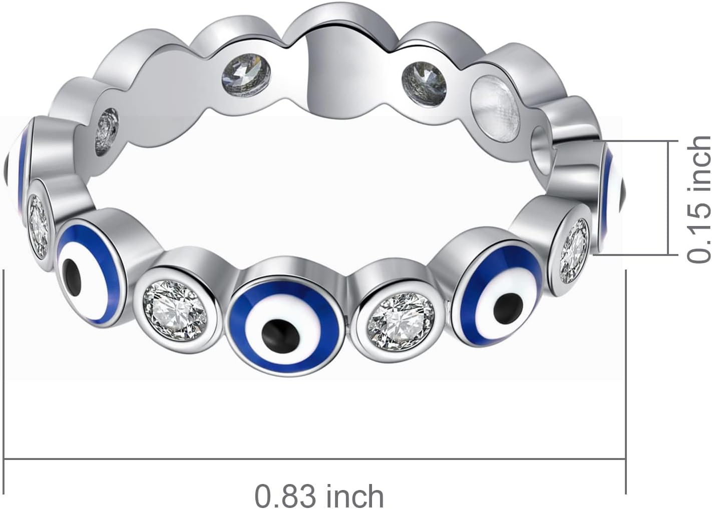 Evil Eye Ring for Women 18K White Gold Plated Evil Eye Band Cubic Zirconia Braided Engagement Promise Statement Wedding Ring Jewelry Gift Size 6-10