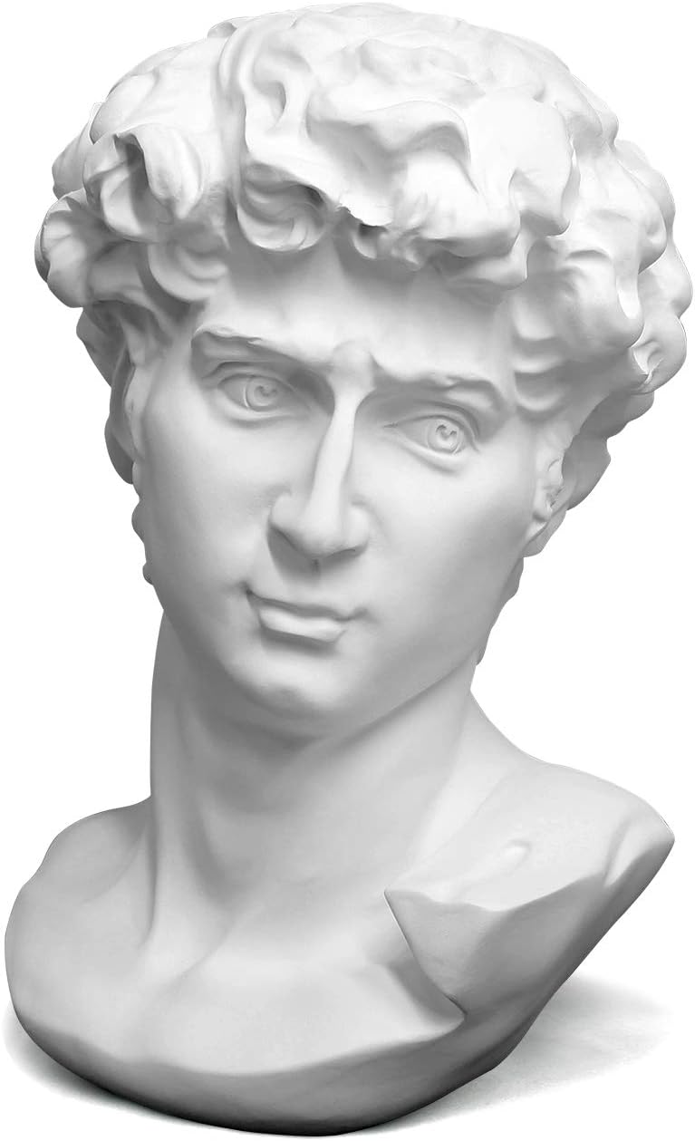 YUEOECOR 12in Greek Statue of David, Classic Roman Mini Bust Greek Mythology Sculpture for Home Decor