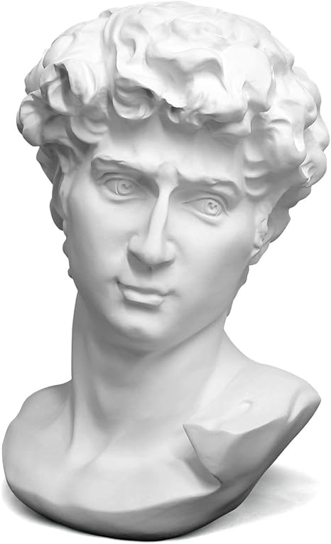 YUEOECOR 12in Greek Statue of David, Classic Roman Mini Bust Greek Mythology Sculpture for Home Decor